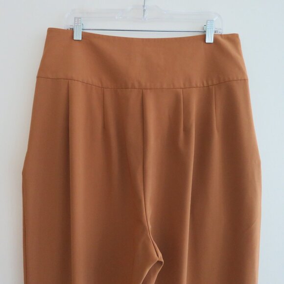 THE KEMIST Tan Multi Pleat Front Baggy High Rise Tapered Pants UK 18 US 14 - Picture 10 of 15
